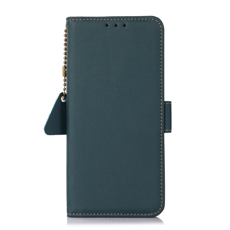 For iPhone 16e Side-Magnetic TJ Genuine Leather RFID Phone Case(Green) - iPhone 16e Cases by PMC TechLife | Online Shopping South Africa | PMC TechLife | Buy Now Pay Later Mobicred