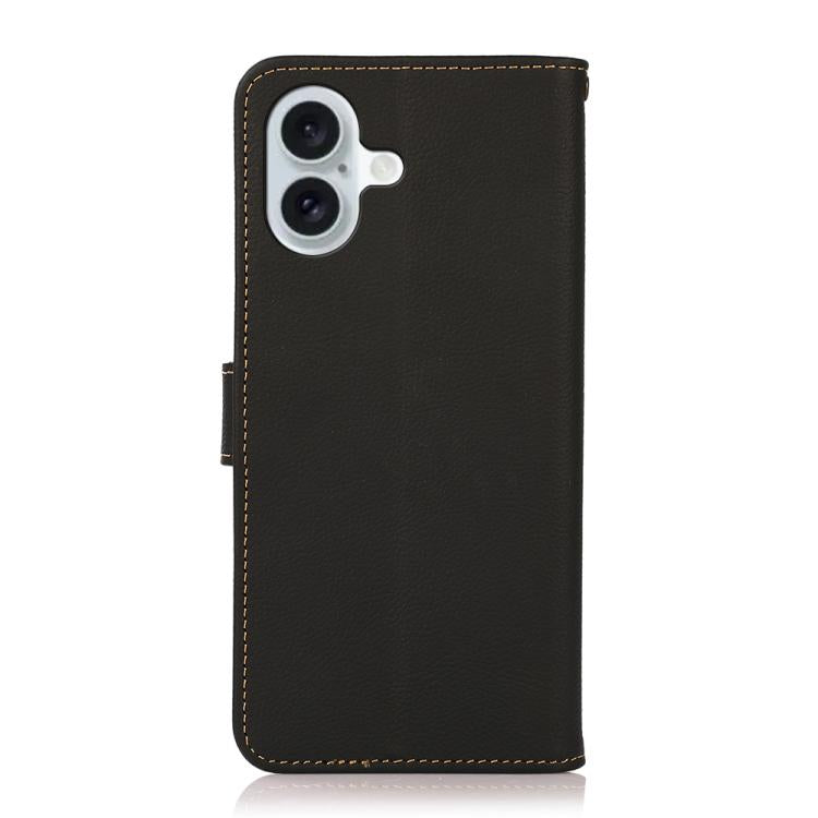 For iPhone 17 KHAZNEH Custer Genuine Leather RFID Phone Case(Black) - free shipping - PMc TechLife - Order now!