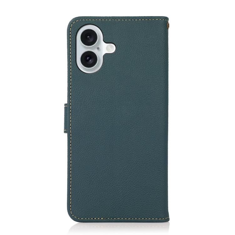 For iPhone 17 KHAZNEH Custer Genuine Leather RFID Phone Case(Green) - free shipping - PMc TechLife - Order now!