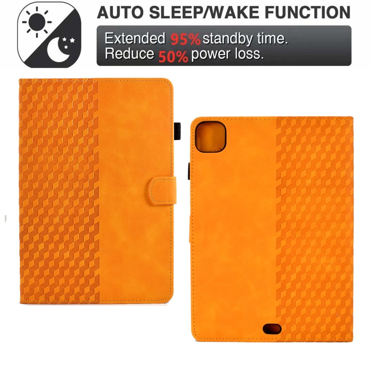 For iPad Pro 11 2024 Rhombus Embossed Leather Tablet Case(Khaki) - iPad Pro 11 2024 Cases by PMC TechLife | Online Shopping South Africa | PMC TechLife | Buy Now Pay Later Mobicred