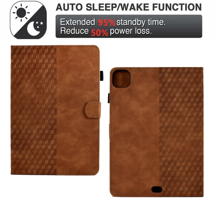 For iPad Pro 11 2024 Rhombus Embossed Leather Tablet Case(Brown) - iPad Pro 11 2024 Cases by PMC TechLife | Online Shopping South Africa | PMC TechLife | Buy Now Pay Later Mobicred