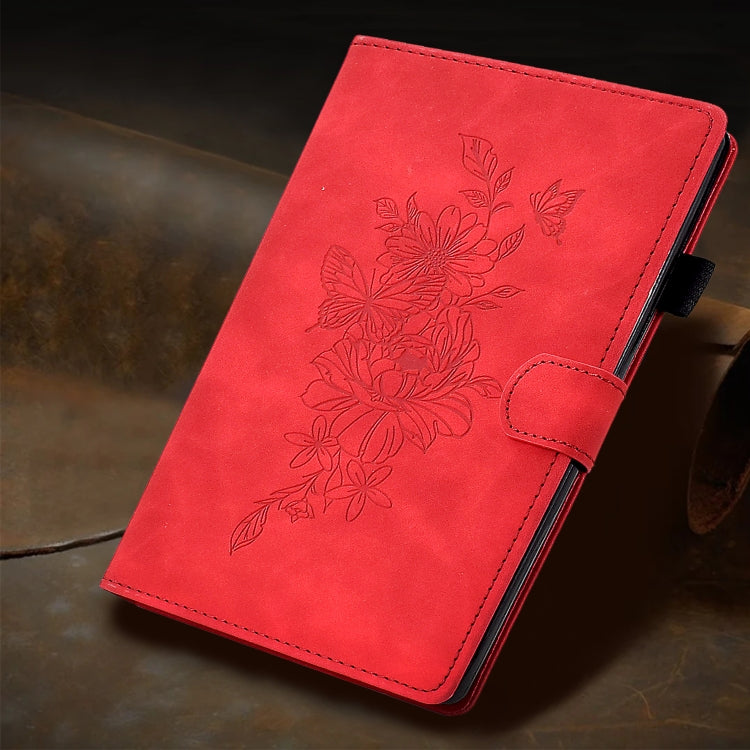 For iPad Pro 11 2024 Peony Butterfly Embossed Leather Smart Tablet Case(Red) - iPad Pro 11 2024 Cases by PMC TechLife | Online Shopping South Africa | PMC TechLife | Buy Now Pay Later Mobicred