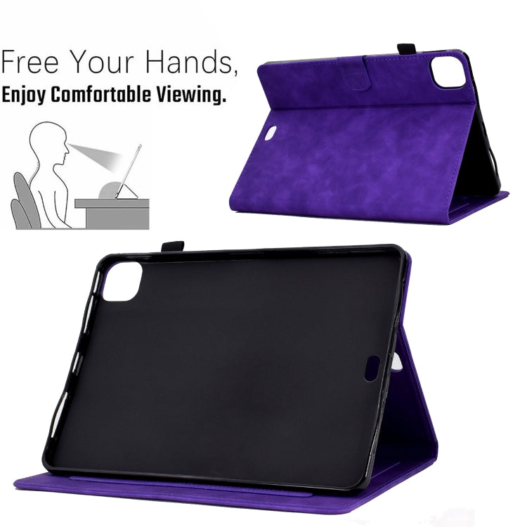 For iPad Pro 11 2024 Peony Butterfly Embossed Leather Smart Tablet Case(Purple) - iPad Pro 11 2024 Cases by PMC TechLife | Online Shopping South Africa | PMC TechLife | Buy Now Pay Later Mobicred