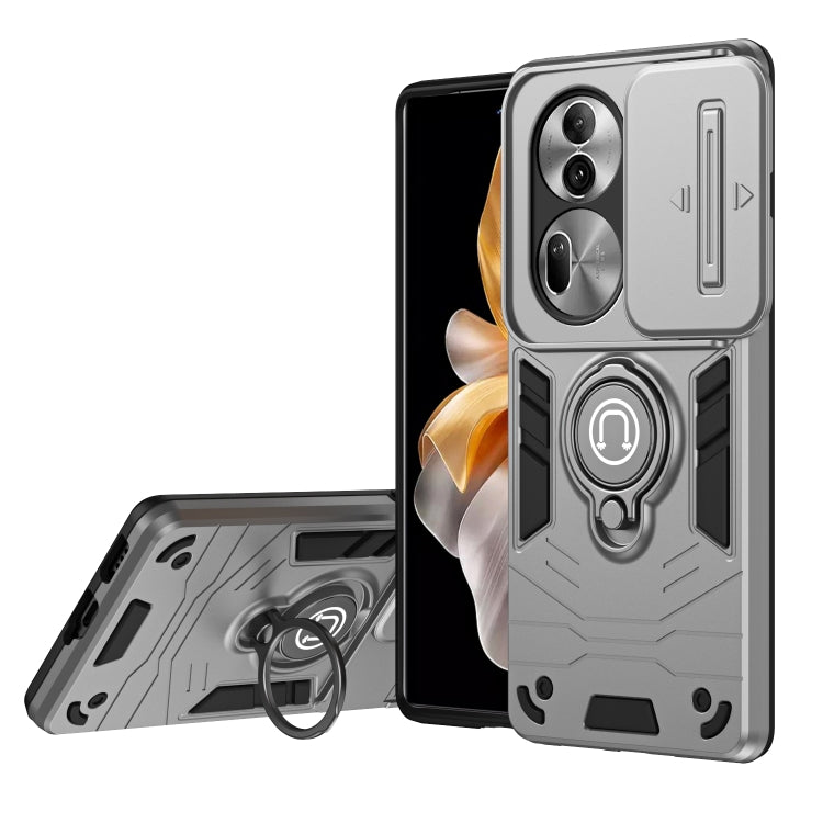 For OPPO Reno11 Pro Global Camshield Ring Holder Phone Case(Grey) - Reno11 Pro Cases by PMC TechLife | Online Shopping South Africa | PMC TechLife | Buy Now Pay Later Mobicred