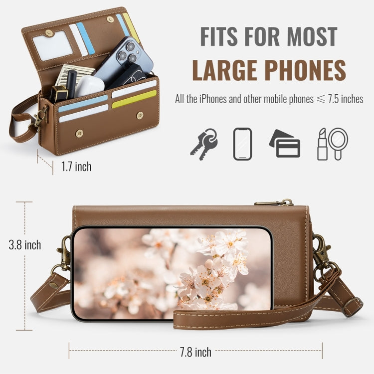 CaseMe ME30 Max Multifunctional Large-Capacity Shoulder Crossbody Phone Bag(Brown) - free shipping - PMC Jewellery - Order now!
