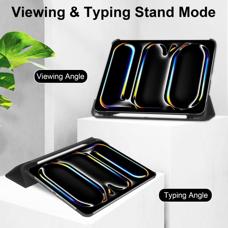 For iPad Pro 11 2024 3-fold Semi-transparent Frosted Smart Leather Tablet Case(Black) - iPad Pro 11 2024 Cases by PMC TechLife | Online Shopping South Africa | PMC TechLife | Buy Now Pay Later Mobicred