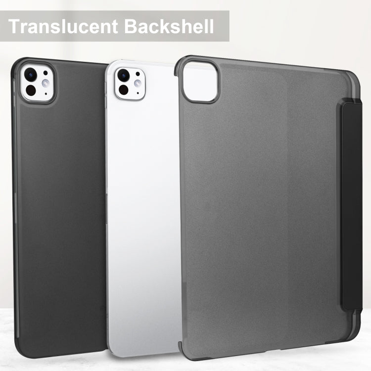 For iPad Pro 13 2024 3-fold Semi-transparent Frosted Smart Leather Tablet Case(Black) - iPad Pro 13 2024 Cases by PMC TechLife | Online Shopping South Africa | PMC TechLife | Buy Now Pay Later Mobicred
