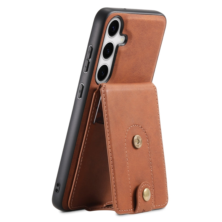 For Samsung Galaxy S24+ 5G Denior D14 NK Retro Pattern MagSafe Magnetic Card Holder Leather Phone Case(Brown) - free shipping - PMC Jewellery - Order now!