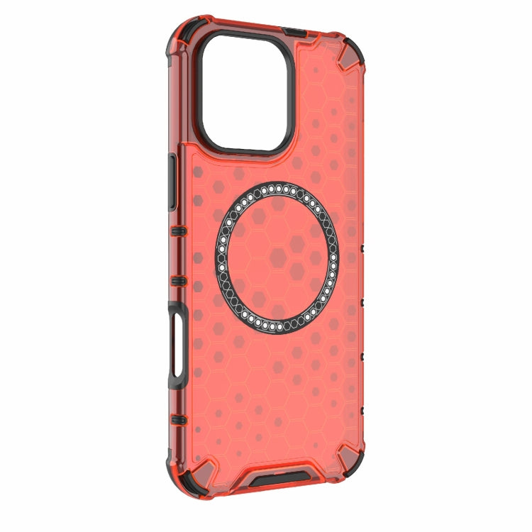 For iPhone 16 Pro Max Honeycomb Magnetic Ring Shockproof Phone Case(Red) - iPhone 16 Pro Max Cases by PMC TechLife | Online Shopping South Africa | PMC TechLife | Buy Now Pay Later Mobicred