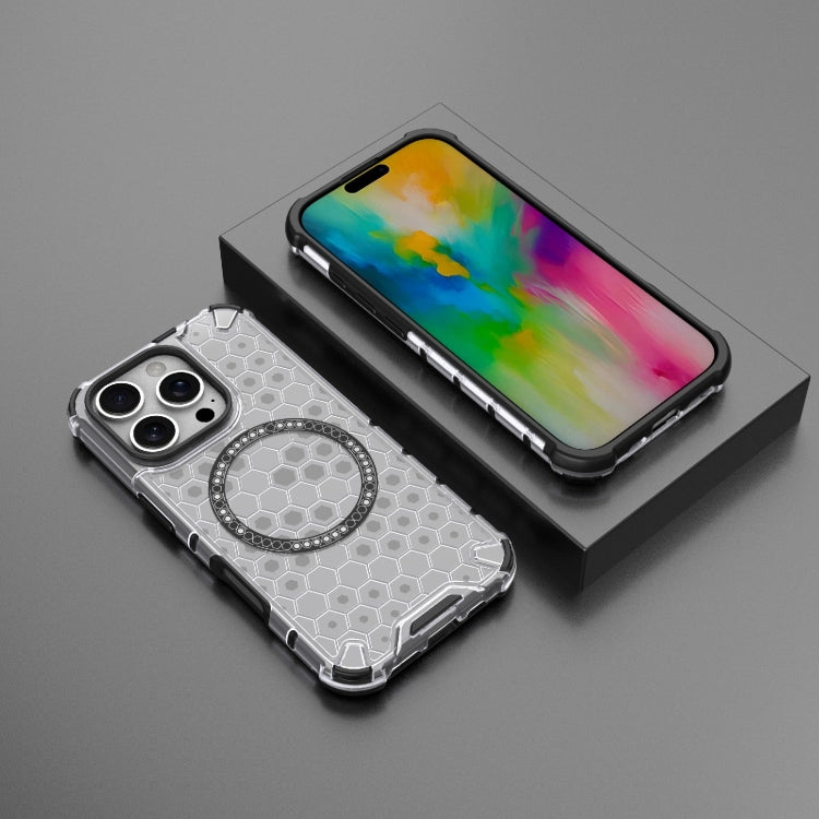 For iPhone 16 Pro Honeycomb Magnetic Ring Shockproof Phone Case(White) - iPhone 16 Pro Cases by PMC TechLife | Online Shopping South Africa | PMC TechLife | Buy Now Pay Later Mobicred