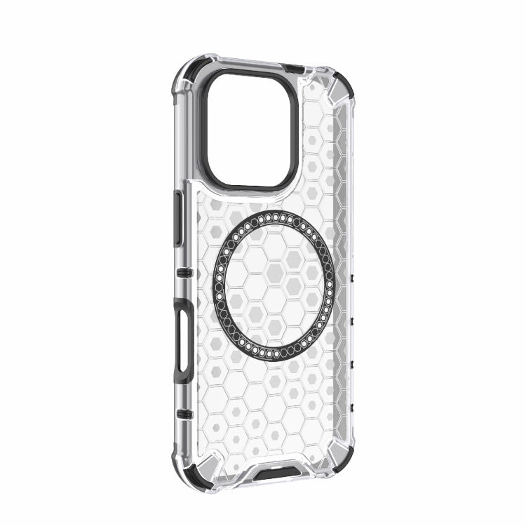 For iPhone 16 Pro Honeycomb Magnetic Ring Shockproof Phone Case(White) - iPhone 16 Pro Cases by PMC TechLife | Online Shopping South Africa | PMC TechLife | Buy Now Pay Later Mobicred