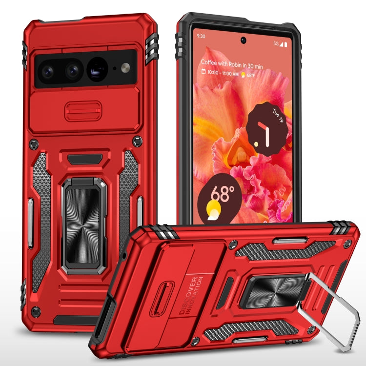 For Google Pixel 9 Pro XL 6.8 Armor PC + TPU Camera Shield Phone Case(Red) - Google Cases by PMC TechLife | Online Shopping South Africa | PMC TechLife | Buy Now Pay Later Mobicred