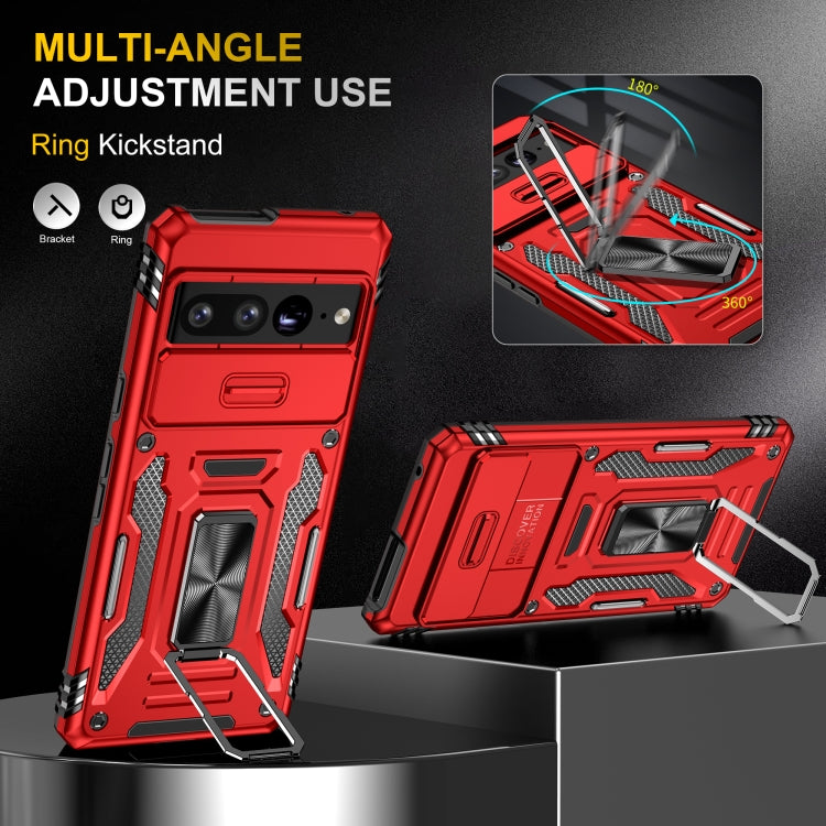 For Google Pixel 9 Pro XL 6.8 Armor PC + TPU Camera Shield Phone Case(Red) - Google Cases by PMC TechLife | Online Shopping South Africa | PMC TechLife | Buy Now Pay Later Mobicred