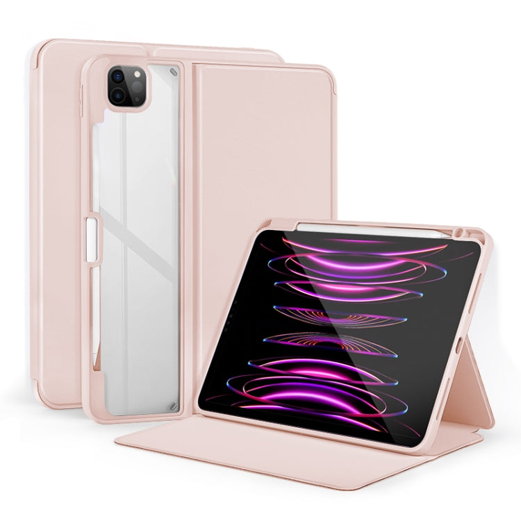 For iPad Air 13 2024 / Pro 12.9 2022 2-Fold Clear Acrylic Leather Tablet Case(Baby Pink) - iPad Pro 12.9 (2022/2021) Cases by PMC TechLife | Online Shopping South Africa | PMC TechLife | Buy Now Pay Later Mobicred