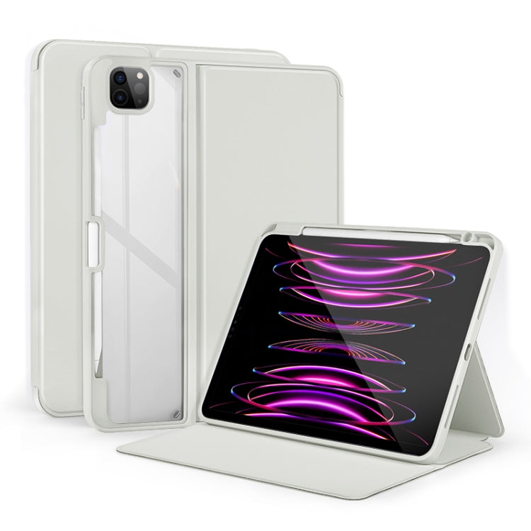 For iPad Air 13 2024 / Pro 12.9 2022 2-Fold Clear Acrylic Leather Tablet Case(Light Grey) - iPad Pro 12.9 (2022/2021) Cases by PMC TechLife | Online Shopping South Africa | PMC TechLife | Buy Now Pay Later Mobicred