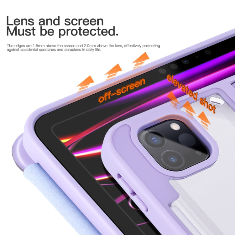 For iPad Air 13 2024 / Pro 12.9 2022 2-Fold Clear Acrylic Leather Tablet Case(Light Purple) - iPad Pro 12.9 (2022/2021) Cases by PMC TechLife | Online Shopping South Africa | PMC TechLife | Buy Now Pay Later Mobicred
