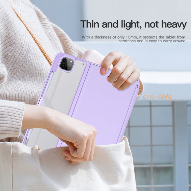 For iPad Air 13 2024 / Pro 12.9 2022 2-Fold Clear Acrylic Leather Tablet Case(Light Grey) - iPad Pro 12.9 (2022/2021) Cases by PMC TechLife | Online Shopping South Africa | PMC TechLife | Buy Now Pay Later Mobicred