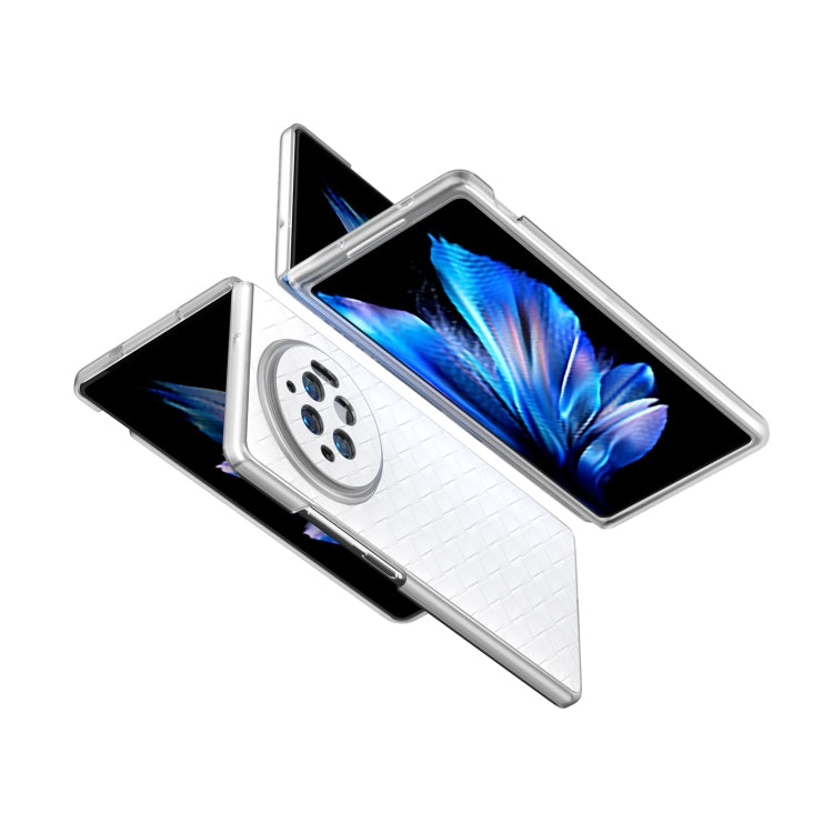 For vivo X Fold3 Woven Texture Frosted Translucent Frame PU Phone Case(White) - vivo Cases by PMC TechLife | Online Shopping South Africa | PMC TechLife | Buy Now Pay Later Mobicred