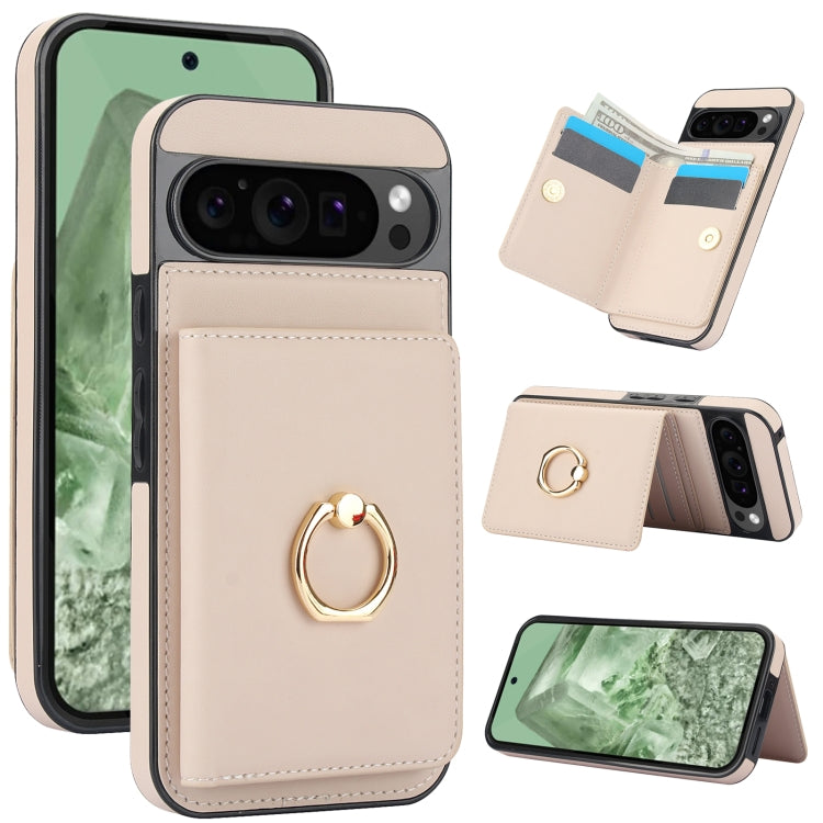 For Google Pixel 9 RFID Anti-theft Card Ring Holder Phone Case(White) - Google Cases by PMC TechLife | Online Shopping South Africa | PMC TechLife | Buy Now Pay Later Mobicred