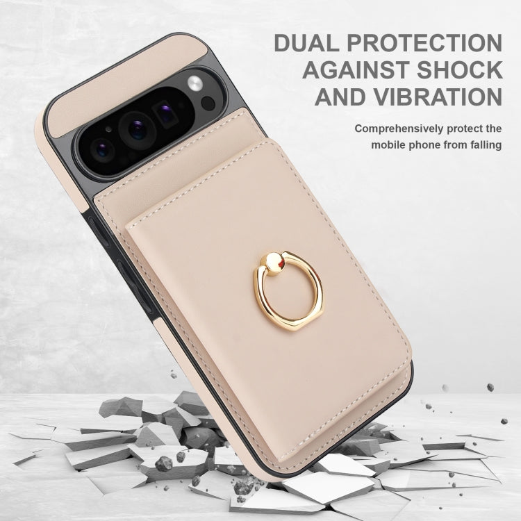 For Google Pixel 9 RFID Anti-theft Card Ring Holder Phone Case(White) - Google Cases by PMC TechLife | Online Shopping South Africa | PMC TechLife | Buy Now Pay Later Mobicred