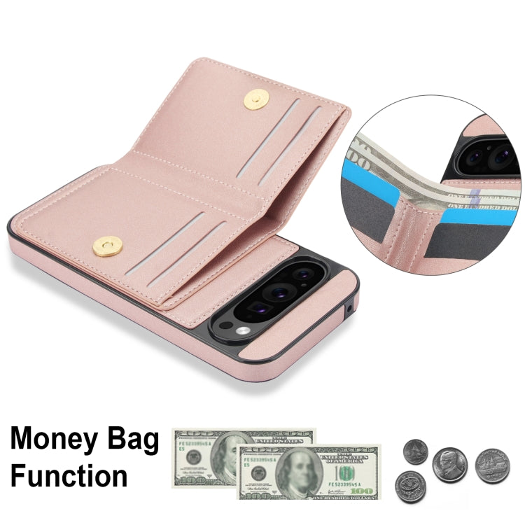 For Google Pixel 9 RFID Anti-theft Card Ring Holder Phone Case(Rose Gold) - Google Cases by PMC TechLife | Online Shopping South Africa | PMC TechLife | Buy Now Pay Later Mobicred
