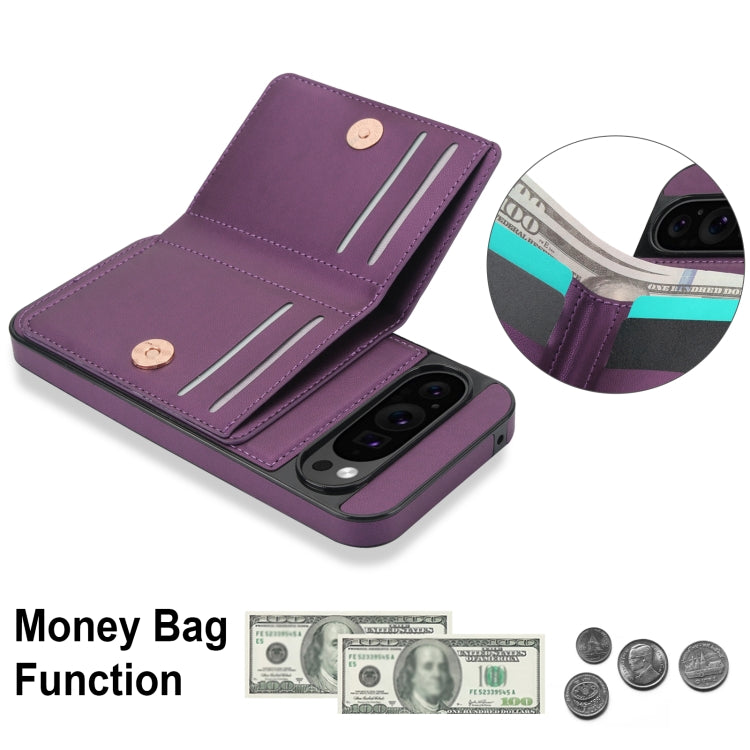 For Google Pixel 9 RFID Anti-theft Card Ring Holder Phone Case(Dark Purple) - Google Cases by PMC TechLife | Online Shopping South Africa | PMC TechLife | Buy Now Pay Later Mobicred