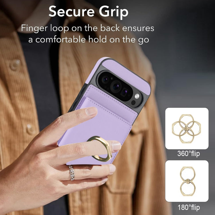 For Google Pixel 9 RFID Anti-theft Card Ring Holder Phone Case(Purple) - Google Cases by PMC TechLife | Online Shopping South Africa | PMC TechLife | Buy Now Pay Later Mobicred