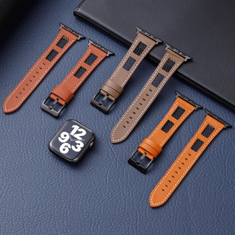 For Apple Watch Ultra 2 49mm Mesh Calfskin Genuine Leather Watch Band(Dark Brown) - Watch Bands by PMC TechLife | Online Shopping South Africa | PMC TechLife | Buy Now Pay Later Mobicred