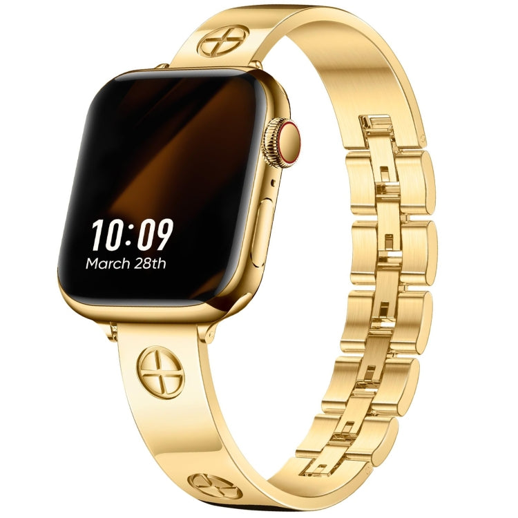For Apple Watch Series 9 41mm Cross Bracelet Stainless Steel Watch Band(Gold) - free shipping - PMC TechLife - Order now!