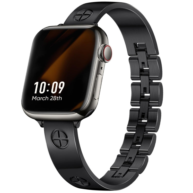 For Apple Watch SE 44mm Cross Bracelet Stainless Steel Watch Band(Black) - free shipping - PMC TechLife - Order now!