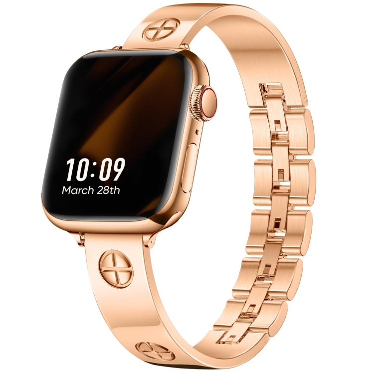 For Apple Watch Series 6 44mm Cross Bracelet Stainless Steel Watch Band(Rose Gold) - free shipping - PMC TechLife - Order now!