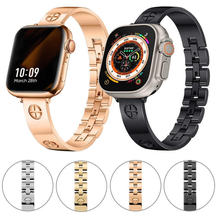 For Apple Watch Series 5 44mm Cross Bracelet Stainless Steel Watch Band(Gold) - free shipping - PMC TechLife - Order now!