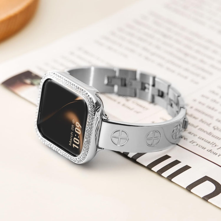 For Apple Watch SE 44mm Cross Bracelet Stainless Steel Watch Band(Black) - free shipping - PMC TechLife - Order now!