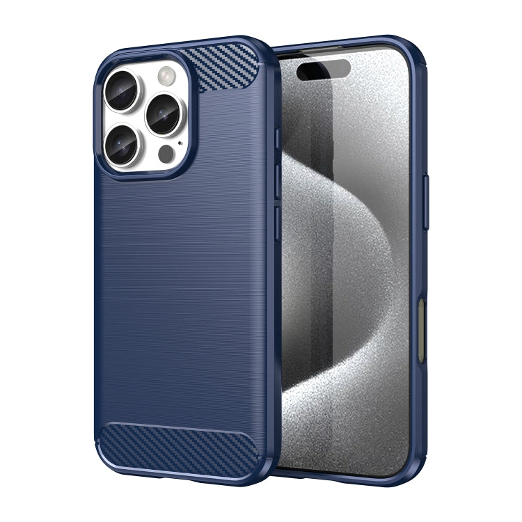 For iPhone 16 Pro Brushed Texture Carbon Fiber TPU Phone Case(Blue) - iPhone 16 Pro Cases by PMC TechLife | Online Shopping South Africa | PMC TechLife | Buy Now Pay Later Mobicred