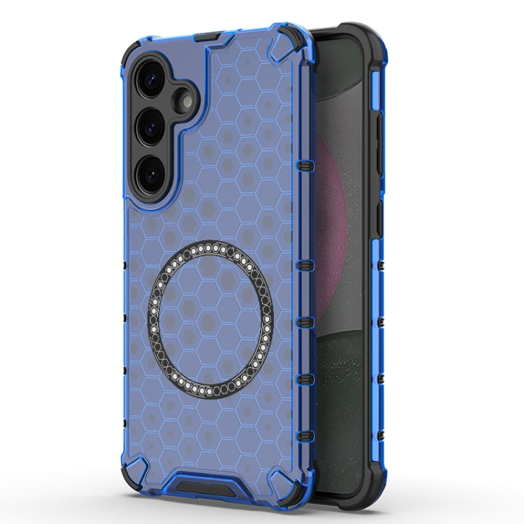 or Samsung Galaxy S25+ 5G Honeycomb Magnetic Ring Shockproof Phone Case(Blue) - Galaxy S25+ 5G Cases by PMC TechLife | Online Shopping South Africa | PMC TechLife | Buy Now Pay Later Mobicred