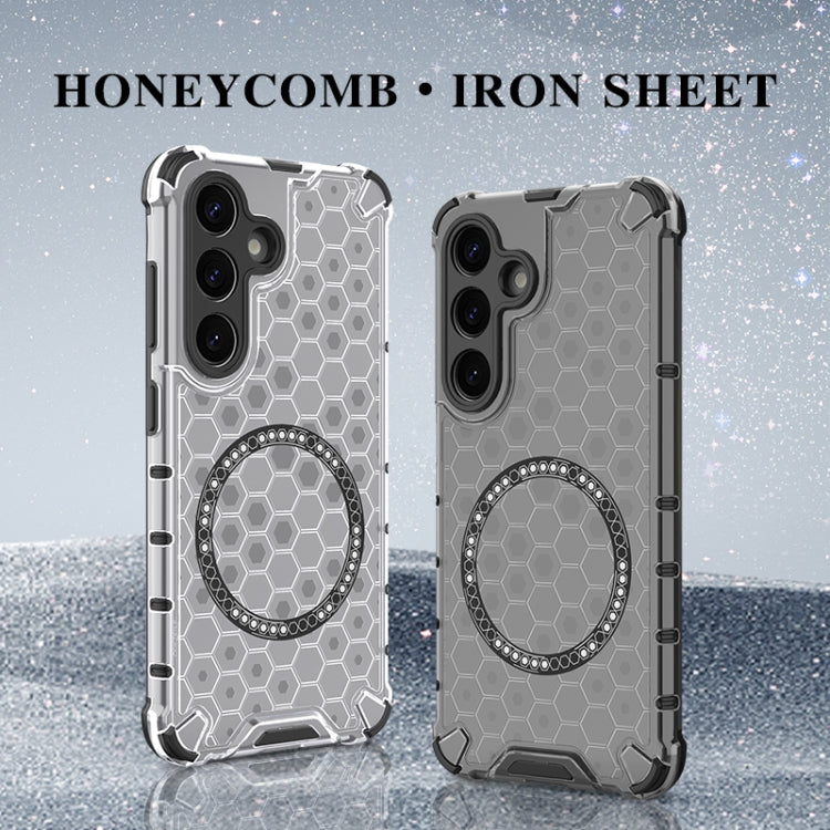 For Samsung Galaxy S25 Ultra 5G Honeycomb Magnetic Ring Shockproof Phone Case(White) - Galaxy S25 Ultra 5G Cases by PMC TechLife | Online Shopping South Africa | PMC TechLife | Buy Now Pay Later Mobicred