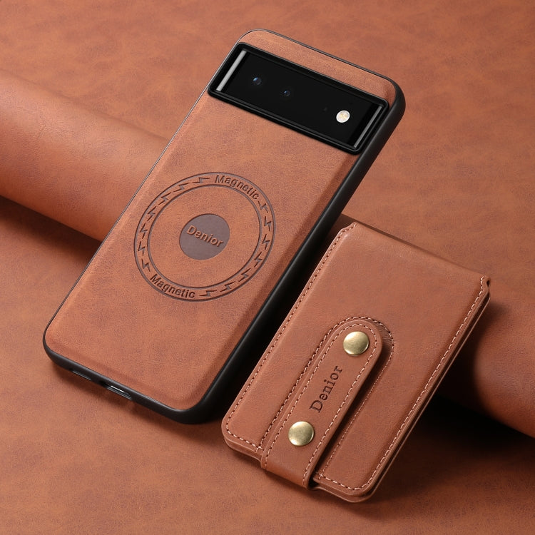 For Google Pixel 6 Denior D14 NK Retro Pattern MagSafe Magnetic Card Holder Leather Phone Case(Brown) - Google Cases by Denior | Online Shopping South Africa | PMC TechLife | Buy Now Pay Later Mobicred