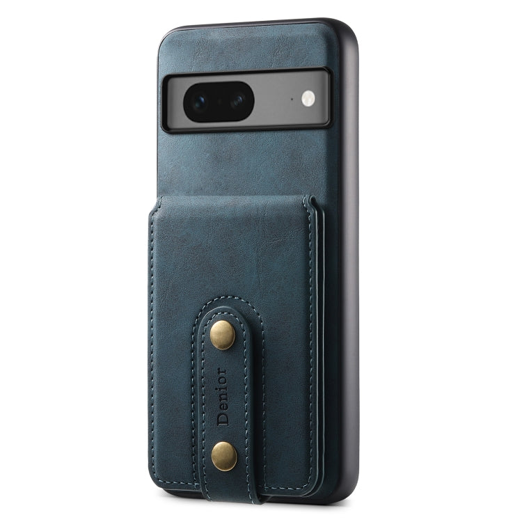 For Google Pixel 7 5G Denior D14 NK Retro Pattern MagSafe Magnetic Card Holder Leather Phone Case(Blue) - Google Cases by Denior | Online Shopping South Africa | PMC TechLife | Buy Now Pay Later Mobicred