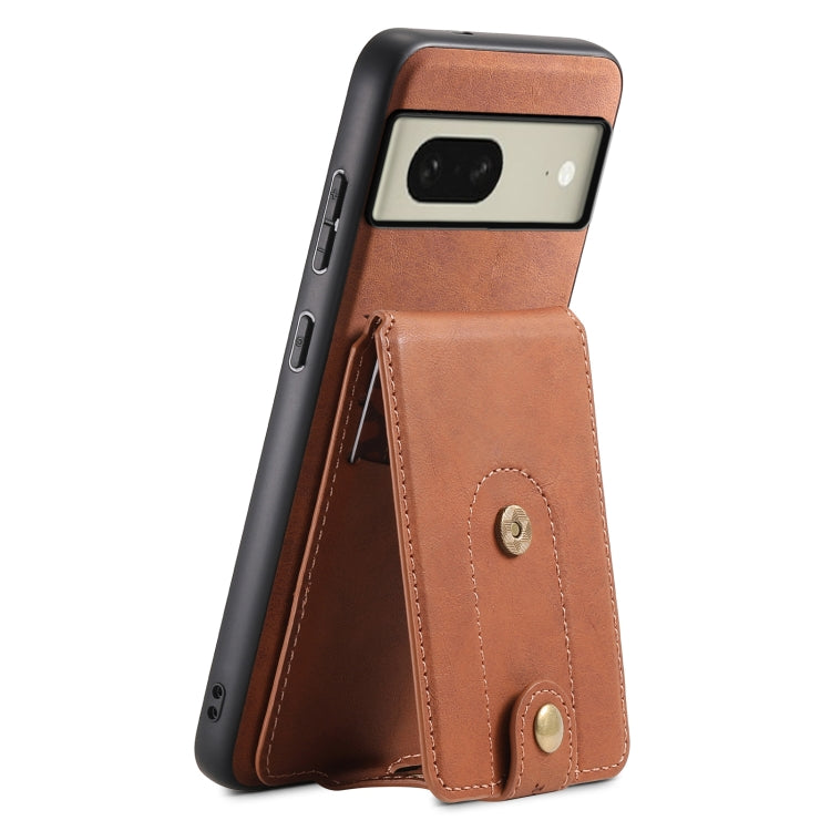 For Google Pixel 8 Denior D14 NK Retro Pattern MagSafe Magnetic Card Holder Leather Phone Case(Brown) - Google Cases by Denior | Online Shopping South Africa | PMC TechLife | Buy Now Pay Later Mobicred