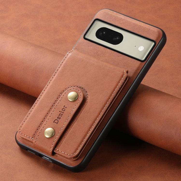 For Google Pixel 8 Denior D14 NK Retro Pattern MagSafe Magnetic Card Holder Leather Phone Case(Brown) - Google Cases by Denior | Online Shopping South Africa | PMC TechLife | Buy Now Pay Later Mobicred