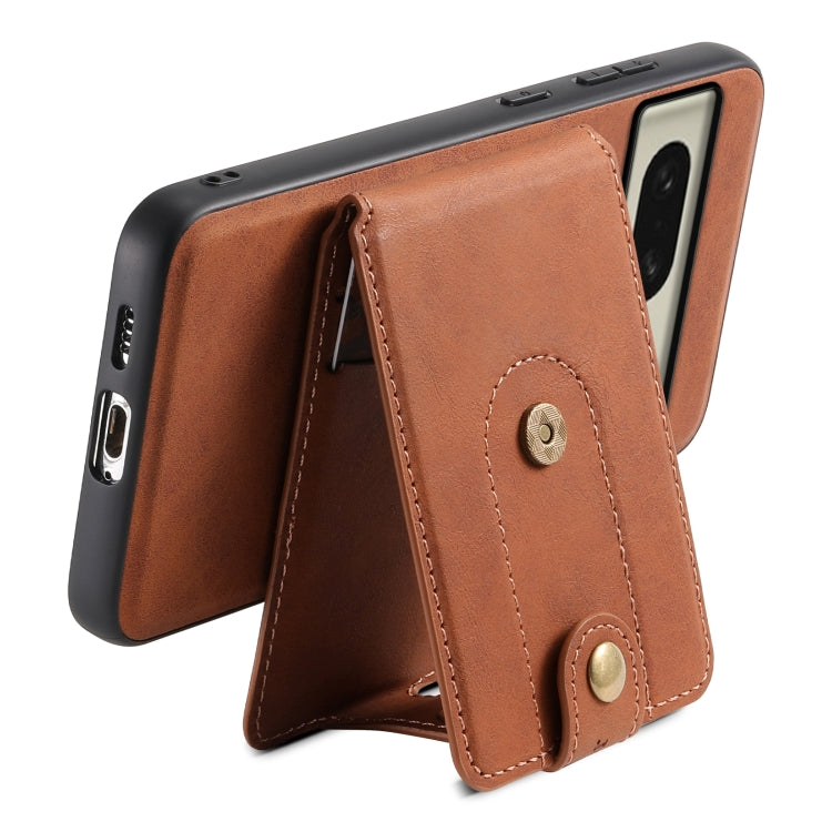 For Google Pixel 8 Denior D14 NK Retro Pattern MagSafe Magnetic Card Holder Leather Phone Case(Brown) - Google Cases by Denior | Online Shopping South Africa | PMC TechLife | Buy Now Pay Later Mobicred