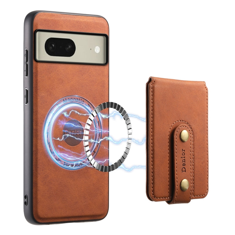 For Google Pixel 8 Denior D14 NK Retro Pattern MagSafe Magnetic Card Holder Leather Phone Case(Brown) - Google Cases by Denior | Online Shopping South Africa | PMC TechLife | Buy Now Pay Later Mobicred