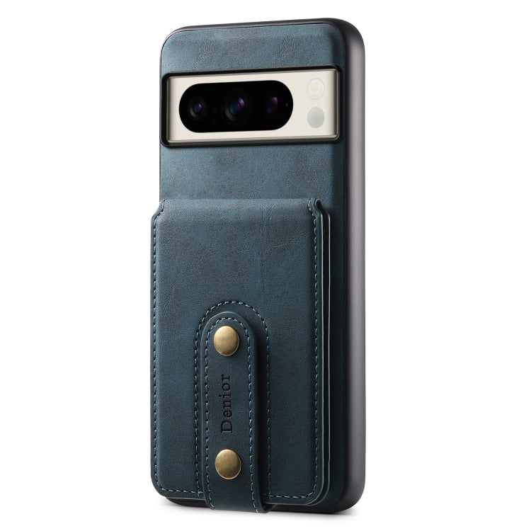 For Google Pixel 8 Pro Denior D14 NK Retro Pattern MagSafe Magnetic Card Holder Leather Phone Case(Blue) - Google Cases by Denior | Online Shopping South Africa | PMC TechLife | Buy Now Pay Later Mobicred