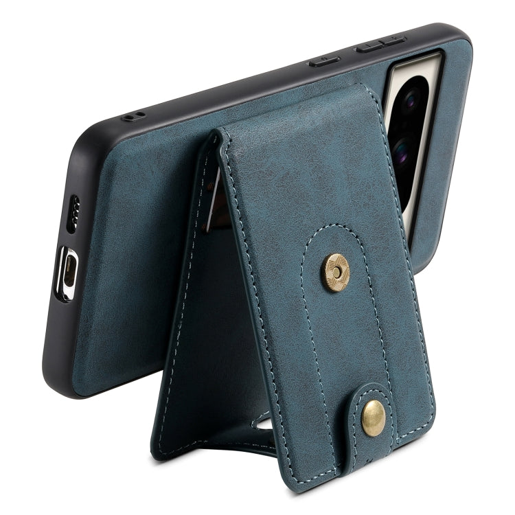 For Google Pixel 8 Pro Denior D14 NK Retro Pattern MagSafe Magnetic Card Holder Leather Phone Case(Blue) - Google Cases by Denior | Online Shopping South Africa | PMC TechLife | Buy Now Pay Later Mobicred
