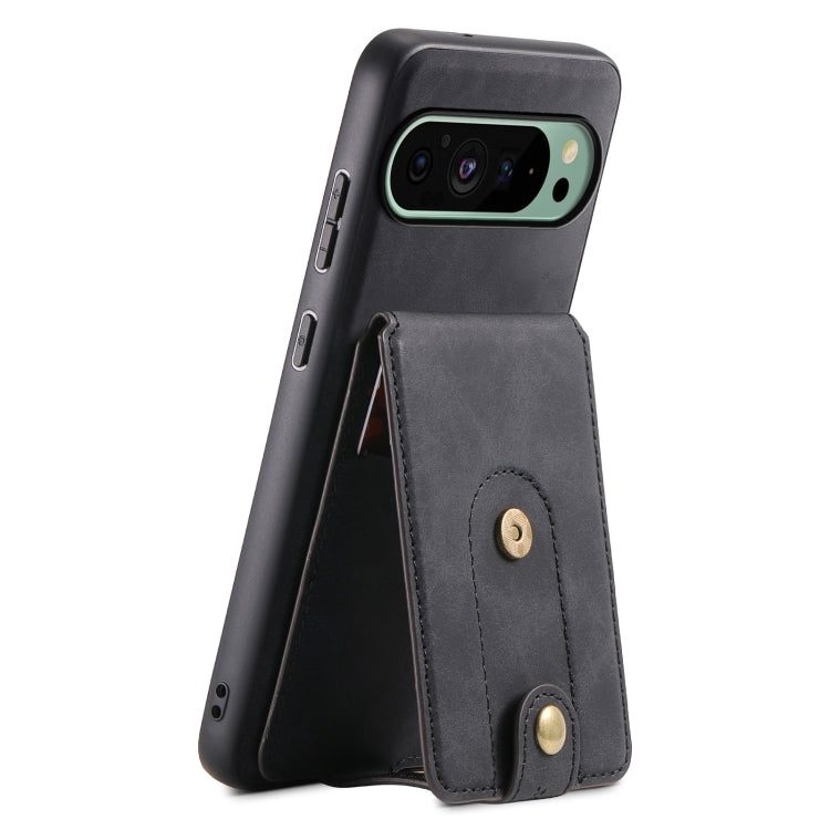 For Google Pixel 9 Denior D14 NK Retro Pattern MagSafe Magnetic Card Holder Leather Phone Case(Black) - Google Cases by Denior | Online Shopping South Africa | PMC TechLife | Buy Now Pay Later Mobicred