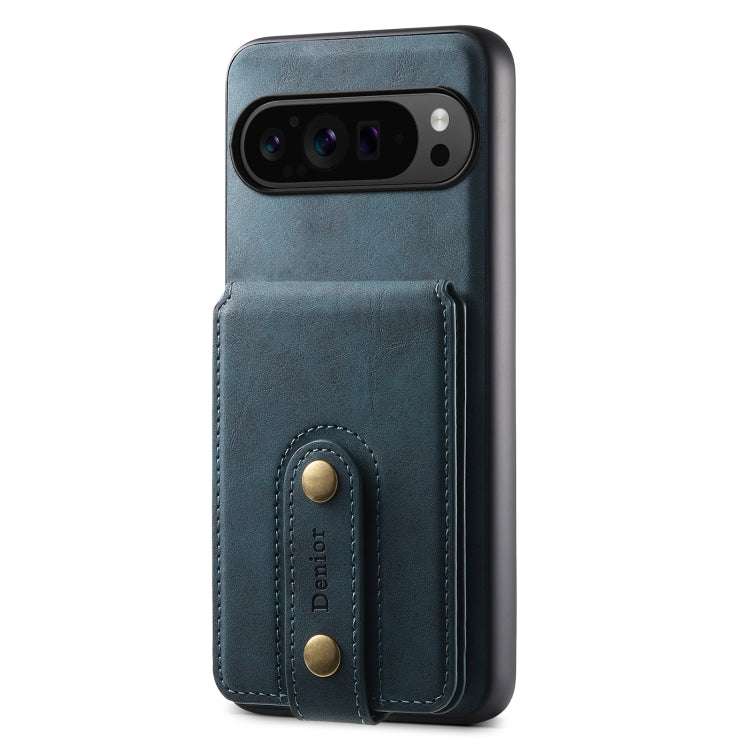 For Google Pixel 9 Pro Denior D14 NK Retro Pattern MagSafe Magnetic Card Holder Leather Phone Case(Blue) - Google Cases by Denior | Online Shopping South Africa | PMC TechLife | Buy Now Pay Later Mobicred