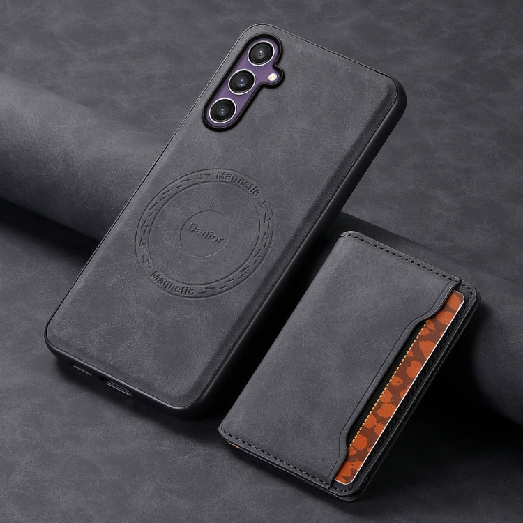 For Samsung Galaxy S24 5G Denior D13 Retro Texture Leather MagSafe Card Bag Phone Case(Black) - free shipping - PMC Jewellery - Order now!