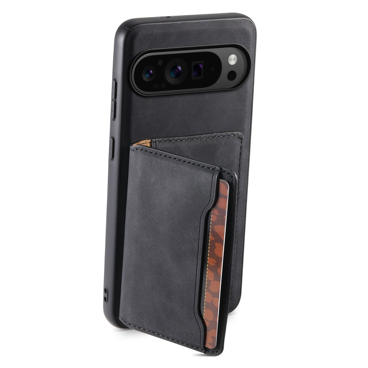 For Google Pixel 9 Pro Denior D13 Retro Texture Leather MagSafe Card Bag Phone Case(Black) - Google Cases by Denior | Online Shopping South Africa | PMC TechLife | Buy Now Pay Later Mobicred