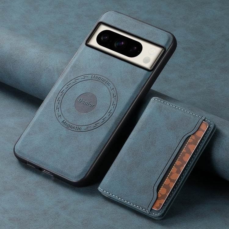 For Google Pixel 8 Pro Denior D13 Retro Texture Leather MagSafe Card Bag Phone Case(Blue) - free shipping - PMC TechLife - Order now!