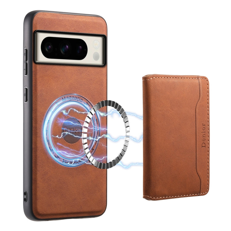 For Google Pixel 8 Pro Denior D13 Retro Texture Leather MagSafe Card Bag Phone Case(Brown) - Google Cases by Denior | Online Shopping South Africa | PMC TechLife | Buy Now Pay Later Mobicred